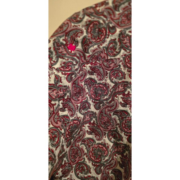 Jared Lang Shirt Mens XL White & Red Cotton Paisley Long Sleeve Regular Fit - Picture 7 of 7